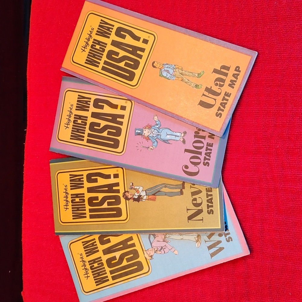 Highlights "Which Way USA?" Vintage State Maps - Set of 4 - EUC